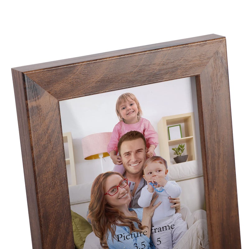 جيفت جاردن GiftGarden 3.5x5 إطار الصورة البني 12 حزمة Rustic Walnut 3.5 × 5 إطارات الصور بالجملة لعرض سطح المكتب أو حائط الحائط - Image 2