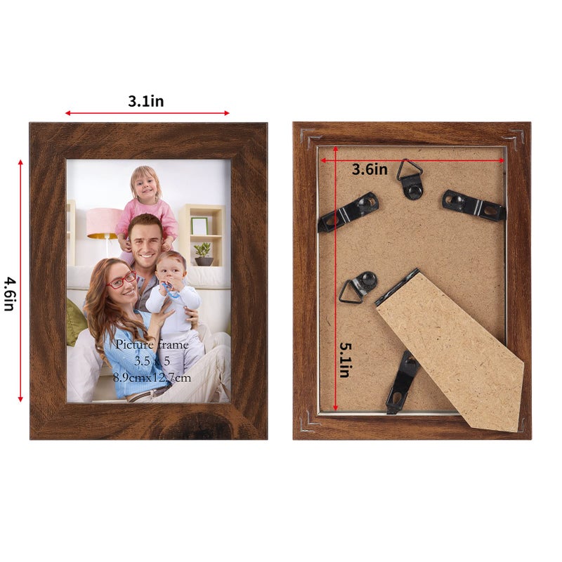 جيفت جاردن GiftGarden 3.5x5 إطار الصورة البني 12 حزمة Rustic Walnut 3.5 × 5 إطارات الصور بالجملة لعرض سطح المكتب أو حائط الحائط - Image 3