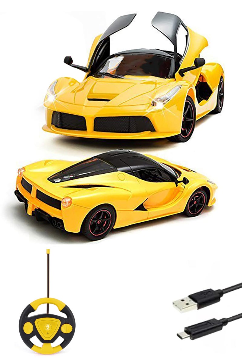 Webby Remote Controlled Rechargeable Super Car with Opening Doors and LED Headlight | Birthady Gifts for Kids (Yellow) - Image 1