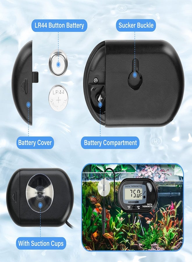 Simple Deluxe LCD Digital Aquarium Thermometer, Reptile Fish Tank Water Terrarium Temperature with Suction Cup for Turtle - Image 2
