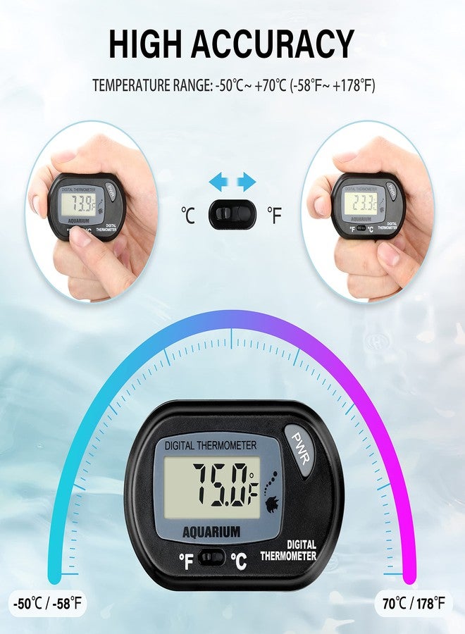Simple Deluxe LCD Digital Aquarium Thermometer, Reptile Fish Tank Water Terrarium Temperature with Suction Cup for Turtle - Image 4