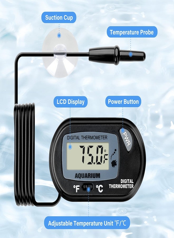 Simple Deluxe LCD Digital Aquarium Thermometer, Reptile Fish Tank Water Terrarium Temperature with Suction Cup for Turtle - Image 3