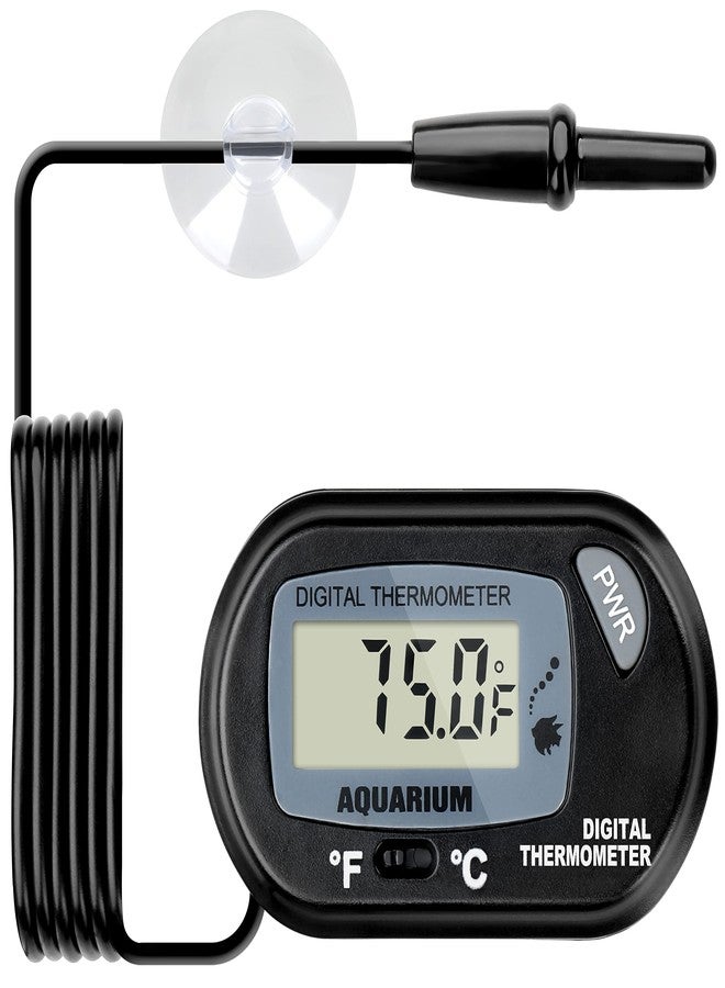 Simple Deluxe LCD Digital Aquarium Thermometer, Reptile Fish Tank Water Terrarium Temperature with Suction Cup for Turtle - Image 1