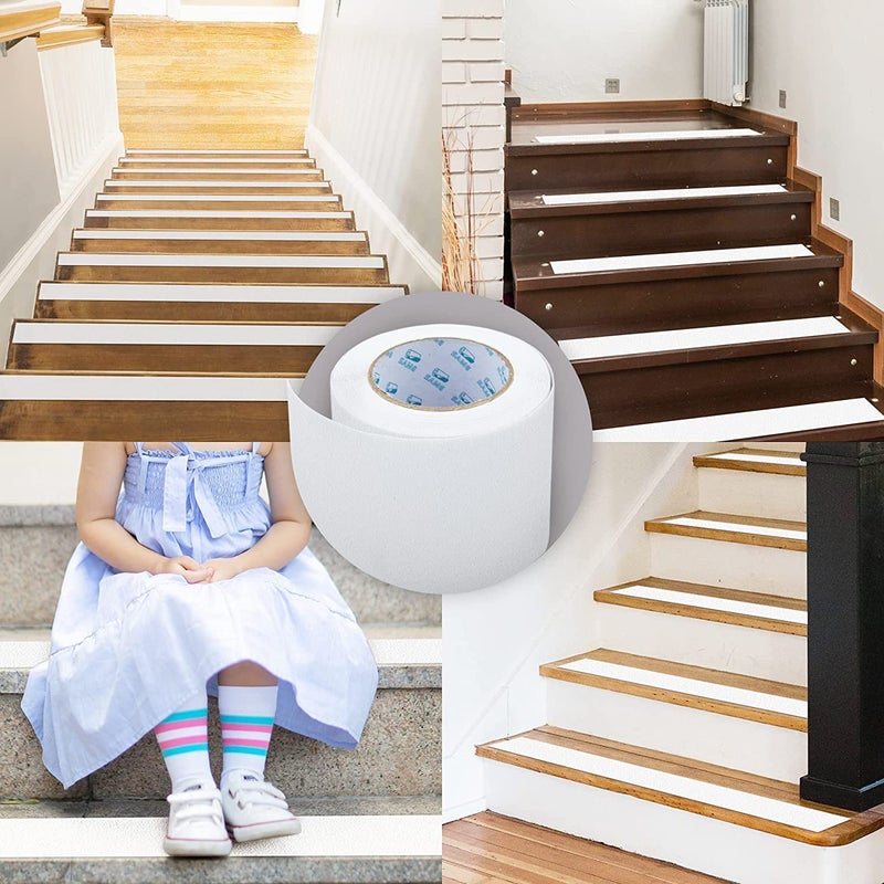ZIVSA ZIVSA Heavy Duty AntiSkid Tape NonSlip Safety Friction Tape Reduce The Risk of Slipping for Home Commercial Industrial Use Stairs Ladders Bathroom Clear Grip Tape white 5CM X 5M  - Image 5