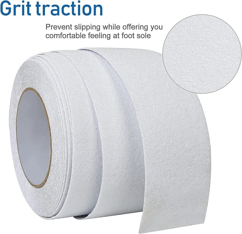 ZIVSA ZIVSA Heavy Duty AntiSkid Tape NonSlip Safety Friction Tape Reduce The Risk of Slipping for Home Commercial Industrial Use Stairs Ladders Bathroom Clear Grip Tape white 5CM X 5M  - Image 2