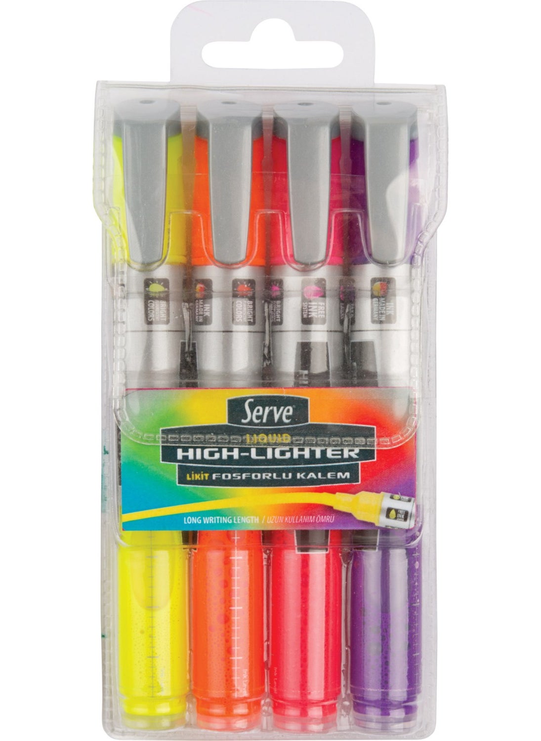 Serve Liquid Highlighter Mixed 4 Pcs Blister SV-LKTFB4KRB 