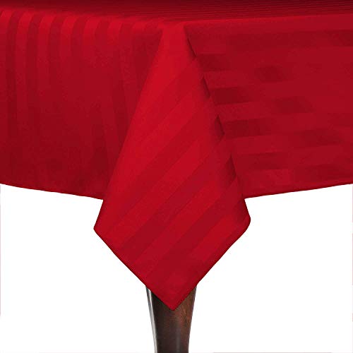 ATOOTFUSION Microfiber Seater Satin Strip Dining Table Cover | Table Cloth (Marroon, 6 Seater) - Image 1