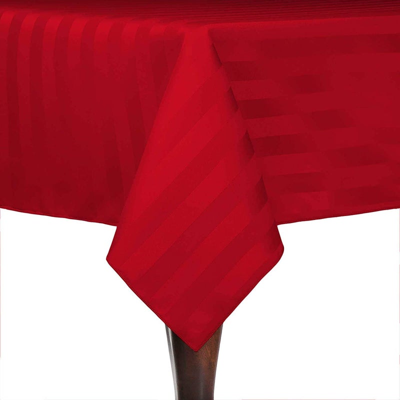ATOOTFUSION Microfiber Seater Satin Strip Dining Table Cover | Table Cloth (Marroon, 6 Seater) - Image 4