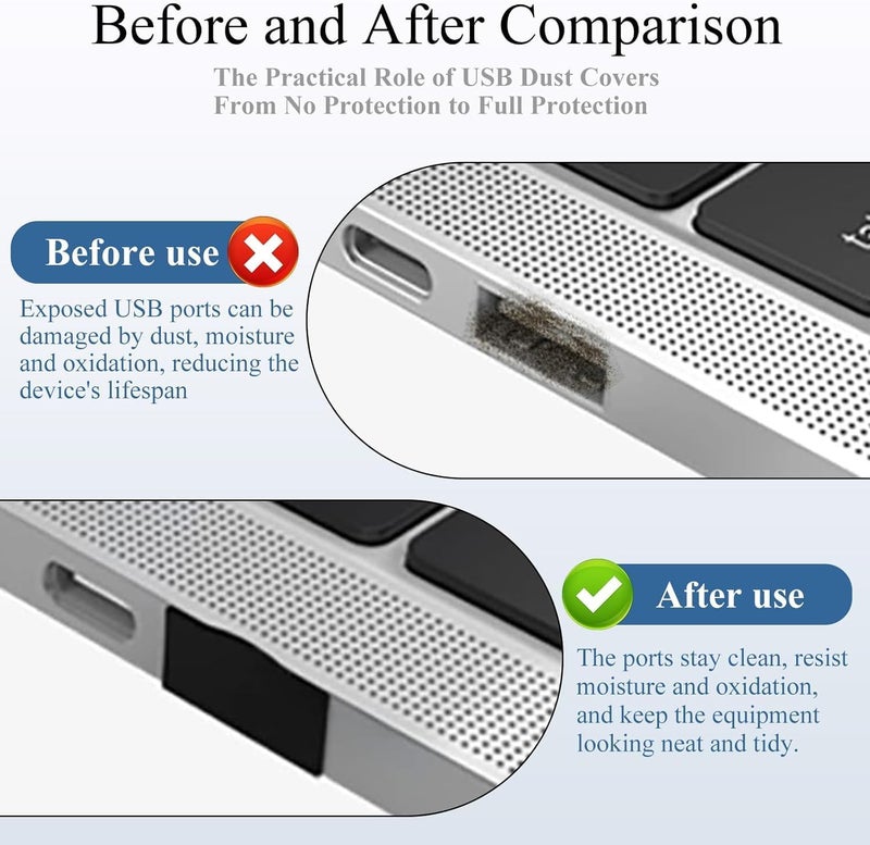 كاست ويف سدادات الغبار USB، سدادات الغبار من النوع A، واقيات المنافذ، متينة وموثوقة، أغطية سدادات واقية من الغبار للمنافذ الأنثوية A، الأجهزة، الإلكترونيات، تمنع الغبار والحطام (10 قطع، أسود) - Image 4
