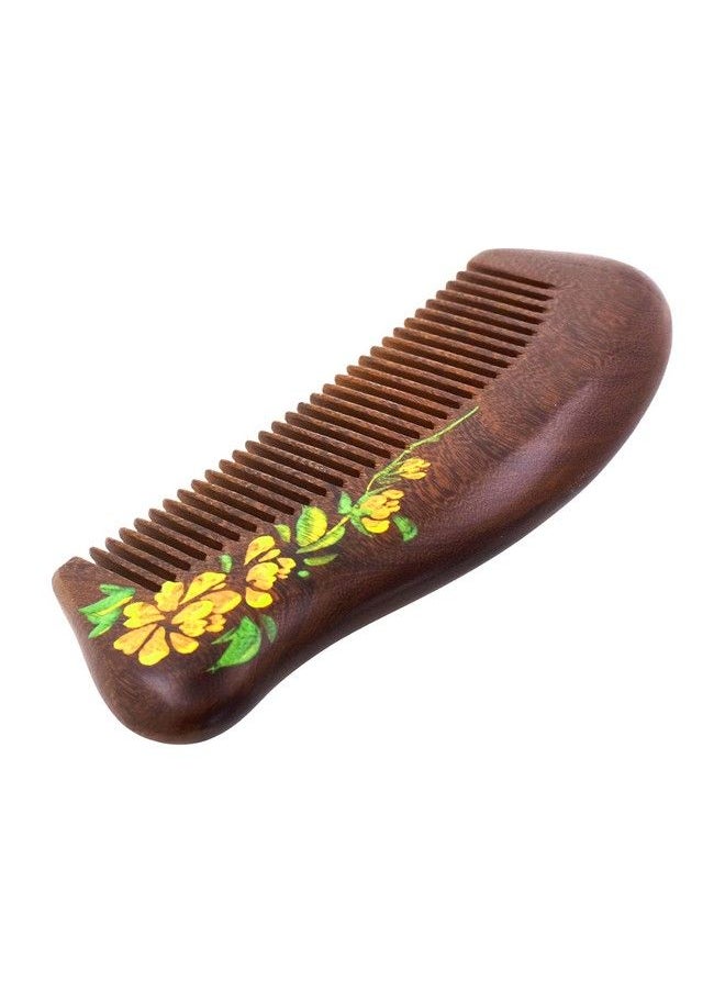 Mandala Crafts Wooden Comb Yellow Flower Rosewood Antistatic Wood Comb Wooden Wide Tooth Hair Comb For Men Women Straight Curly Hair Detangling Beard  - Image 4