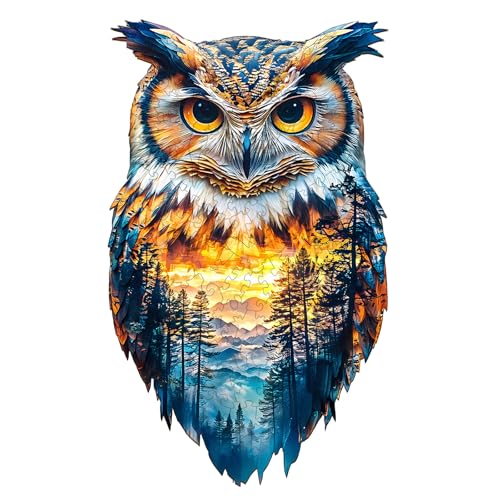 Purdicra Wooden Jigsaw Puzzles Forest Owl Wooden Puzzles for Adults with Unique Shape Adult Jigsaw Puzzle Christmas Birthday Gifts for Family Puzzle Game Lovers 85x51 70pcs - Image 1
