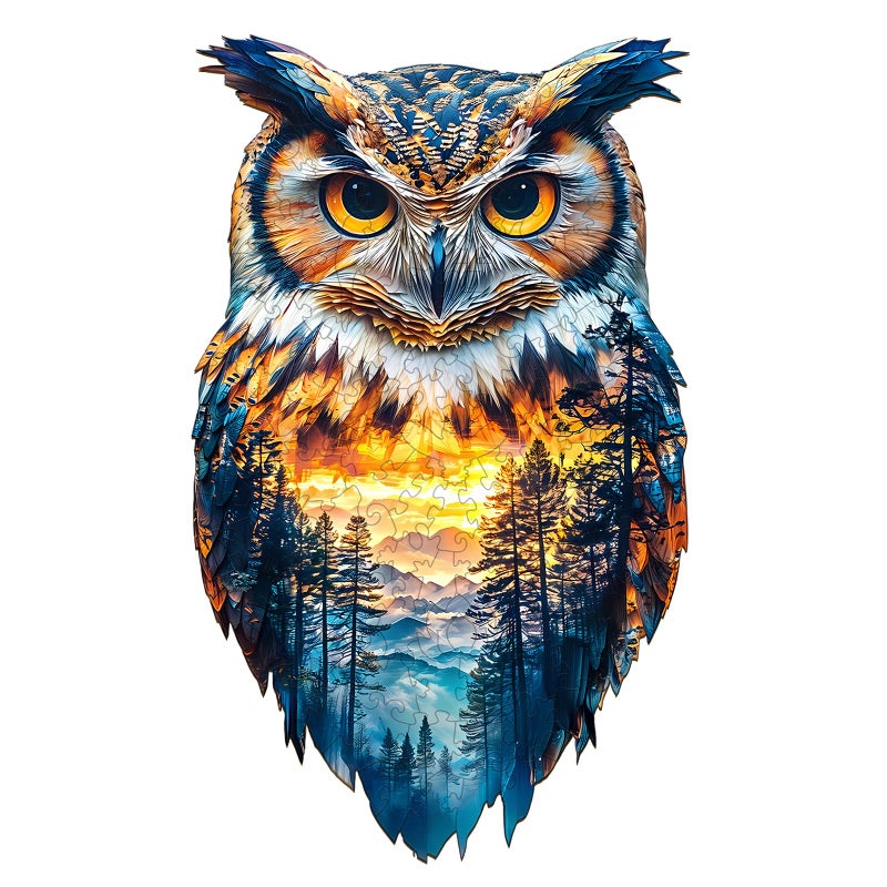Purdicra Wooden Jigsaw Puzzles Forest Owl Wooden Puzzles for Adults with Unique Shape Adult Jigsaw Puzzle Christmas Birthday Gifts for Family Puzzle Game Lovers 85x51 70pcs - Image 3