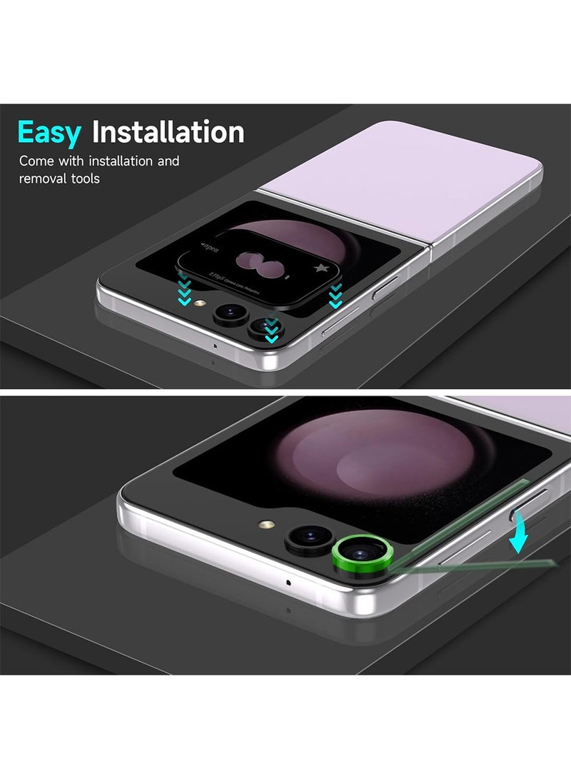 Wtech Premium Camera Lens Tempered Glass Protector Shield For Samsung Galaxy Z Flip6 5G 2024 Black/Green - Image 3