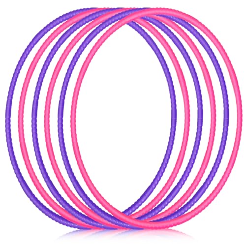 Halloscume 6 Pcs Exercise Hoop Detachable Fitness Rings Adjustable Plastic Toy Fitness Hoop Playground Toys Colored Circles for Teens Games Gymnastics Agility 28 InchRose Red Purple - Image 1