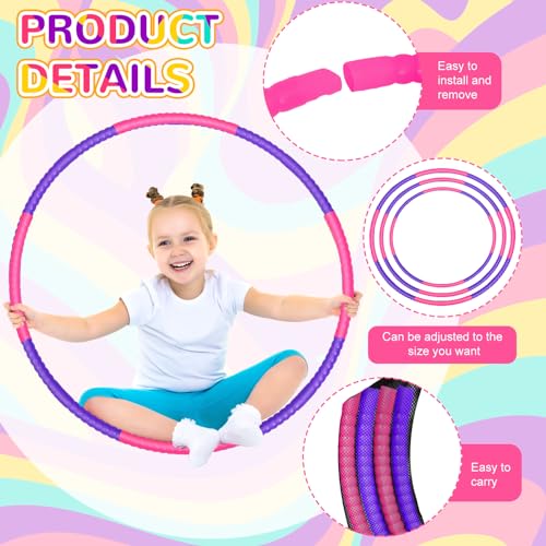 Halloscume 6 Pcs Exercise Hoop Detachable Fitness Rings Adjustable Plastic Toy Fitness Hoop Playground Toys Colored Circles for Teens Games Gymnastics Agility 28 InchRose Red Purple - Image 5