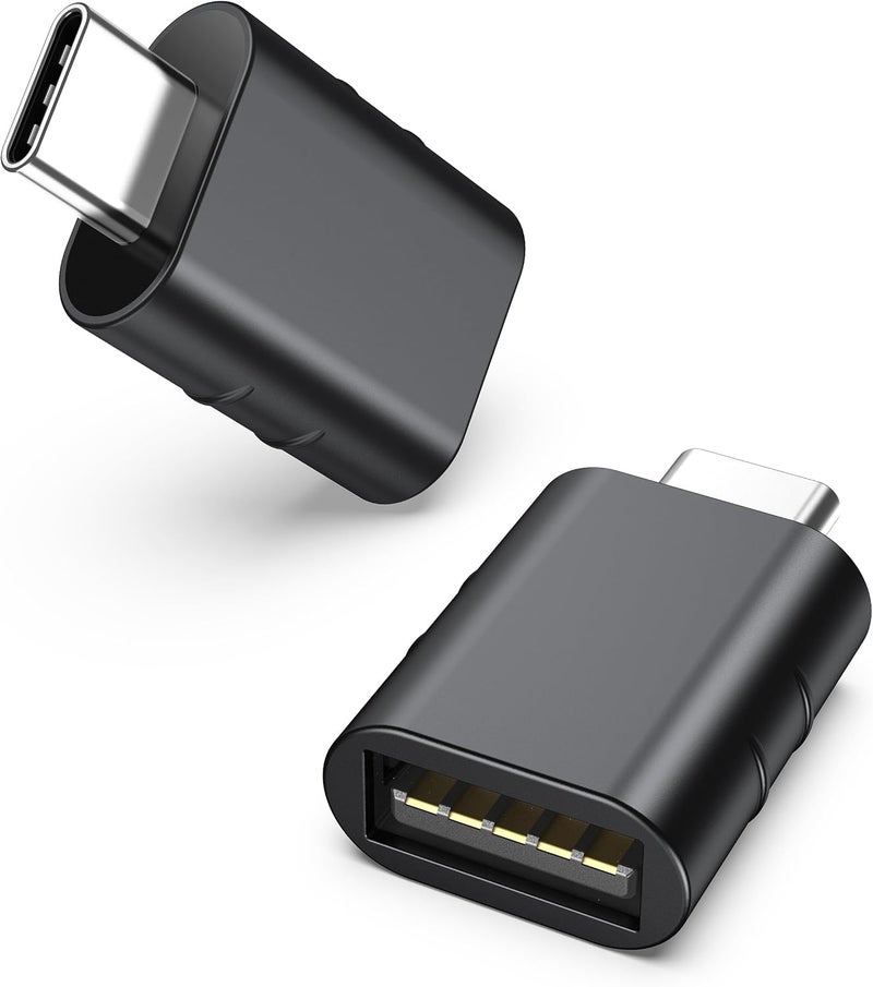 Syntech USB C to USB Adapter Pack of 2 USB C Male to USB3 Female Adapter Compatible with iPhone 17 Pro Max MacBook Pro Air 2024 iMac iPad Mini Pro, Other Type C or Thunderbolt 4/3 Devices, Space Black - Image 1
