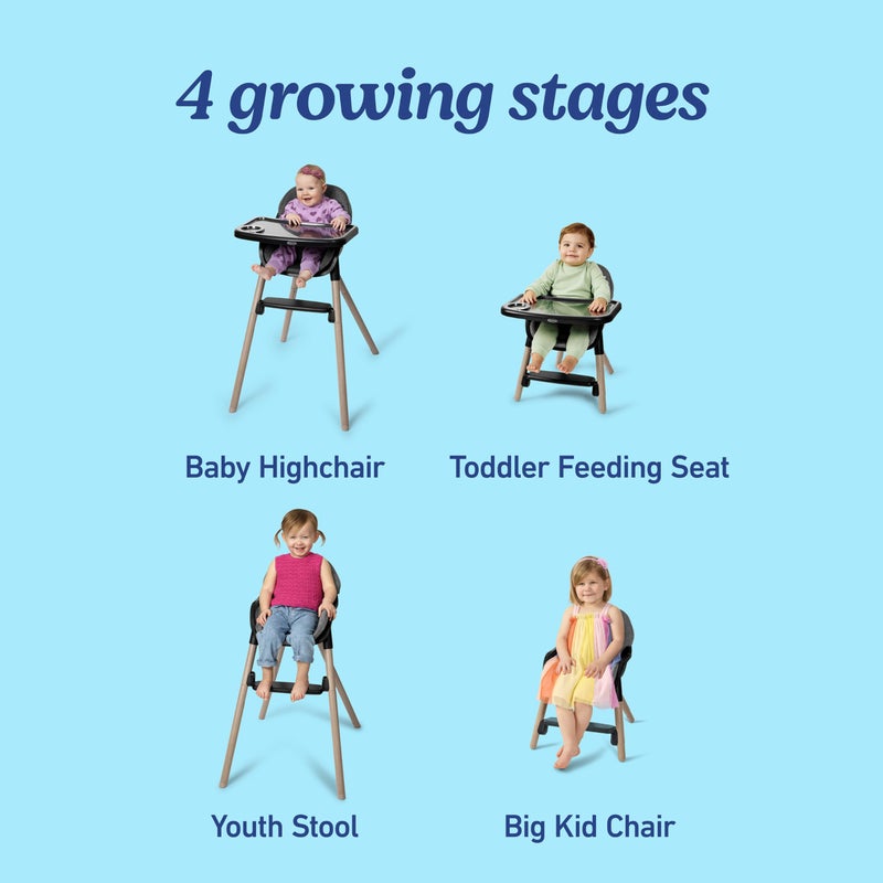 Graco Ready2Dine 4-in-1 Highchair, Portable High Chair with 4 Growing Stages, Foldable Baby High Chair, Toddler Feeding Seat, Youth Stool, and Big Kid Seat, Walker - Image 2