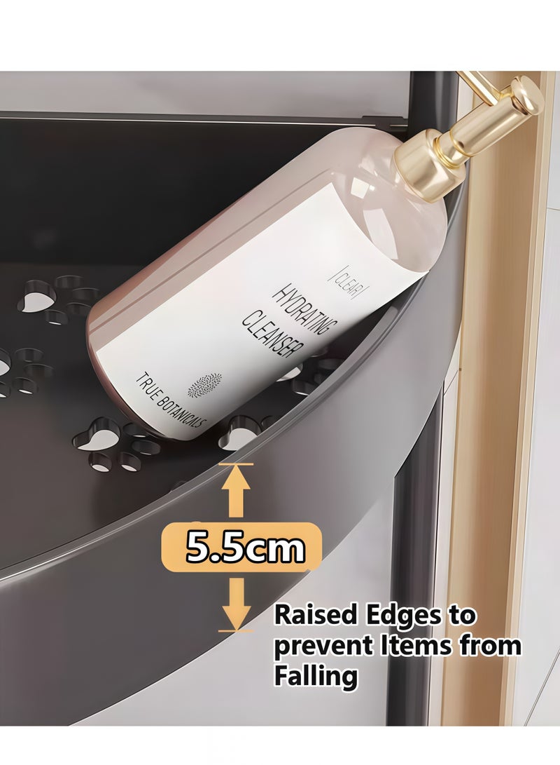 5-Tier Corner Shelf,Corner Shower Caddy Standing with 4 Wheel,5-Tier Storage Cart,Tier Rust Proof Floor Standing Shower Organizer,Triangle Corner Shelf Rack Rolling Trolley,Waterproof Corner Stand Shower Shelf Storage Rack Ideal Multifunctional Storage And Organization Cart,for Bathroom, Kitchen, Balcony & Living Room(Black) - Image 5