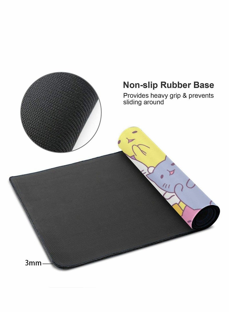 Excefore Cute Cat Gaming Mouse Pad XL, Extended Large Mouse Mat Desk Pad, Stitched Edges Mousepad, Long Non-Slip Rubber Base Mice Pad, 31.5 X 11.8 Inch - Image 3