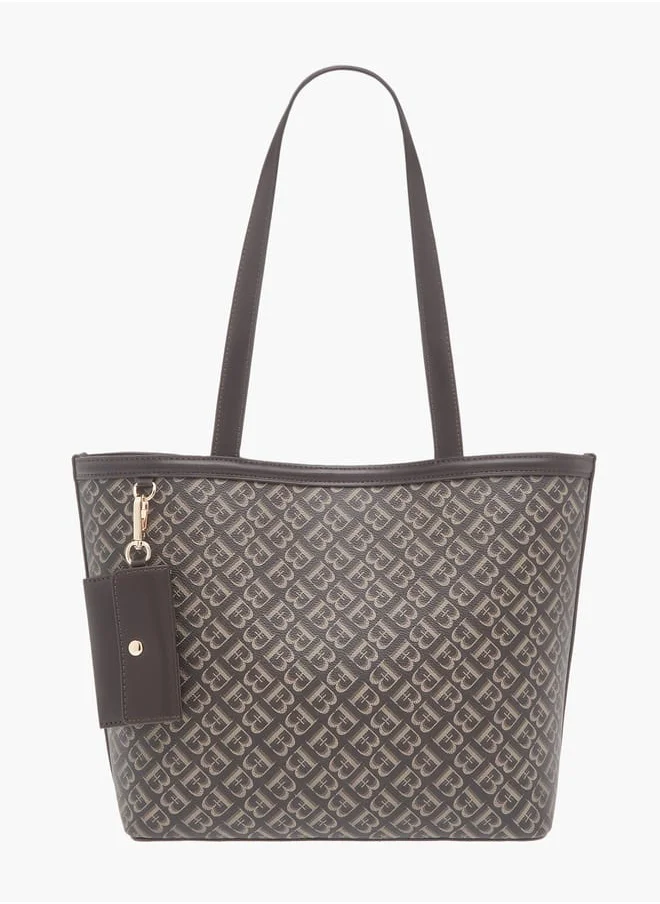 Flora Bella By Shoexpress Womens Monogram Textured Tote With Crossbody Bag And Detachable Coin Pouch