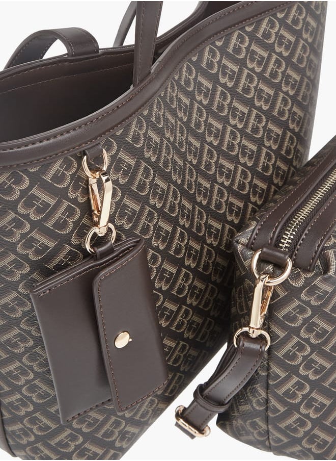 Flora Bella By Shoexpress Womens Monogram Textured Tote With Crossbody Bag And Detachable Coin Pouch  - Image 4