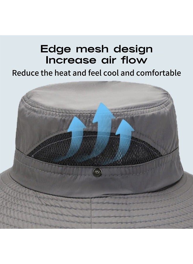 قبعات صن للنساء الرجال،قبعات جرافة ذات حواف عريضة واقية من الأشعة فوق البنفسجية فوق F50+ قبعات مقاومة للماء، قبعة رعاة البقر القابلة للطي، صيد السمك، التنزه، التخييم، قبعة الشاطئ - Image 4