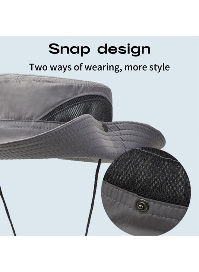 قبعات صن للنساء الرجال،قبعات جرافة ذات حواف عريضة واقية من الأشعة فوق البنفسجية فوق F50+ قبعات مقاومة للماء، قبعة رعاة البقر القابلة للطي، صيد السمك، التنزه، التخييم، قبعة الشاطئ - Image 5