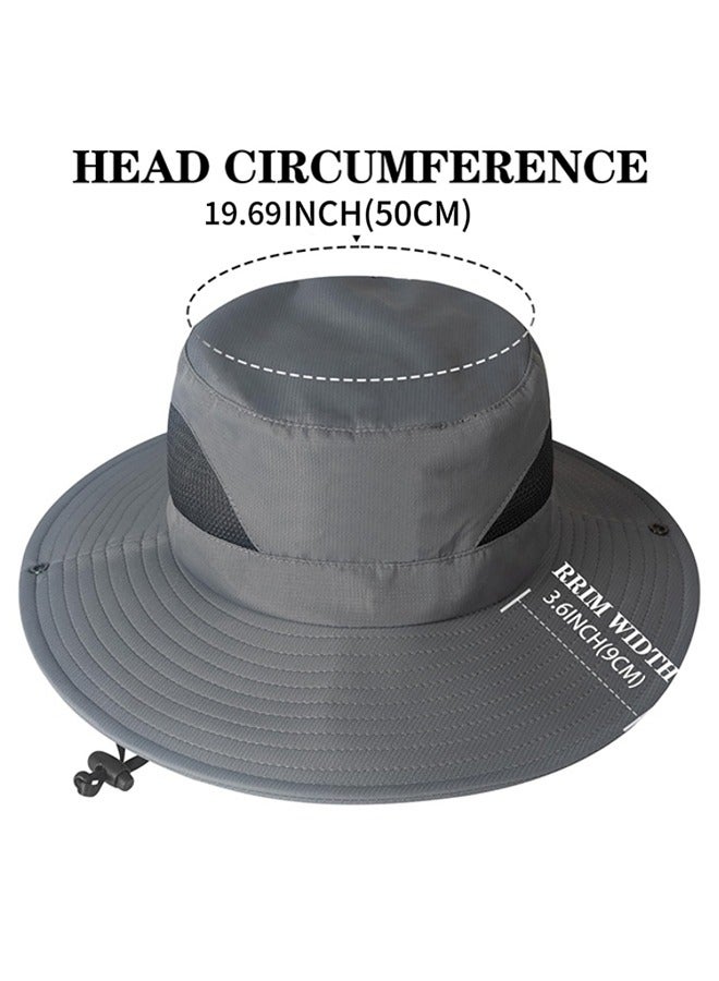 قبعات صن للنساء الرجال،قبعات جرافة ذات حواف عريضة واقية من الأشعة فوق البنفسجية فوق F50+ قبعات مقاومة للماء، قبعة رعاة البقر القابلة للطي، صيد السمك، التنزه، التخييم، قبعة الشاطئ - Image 2