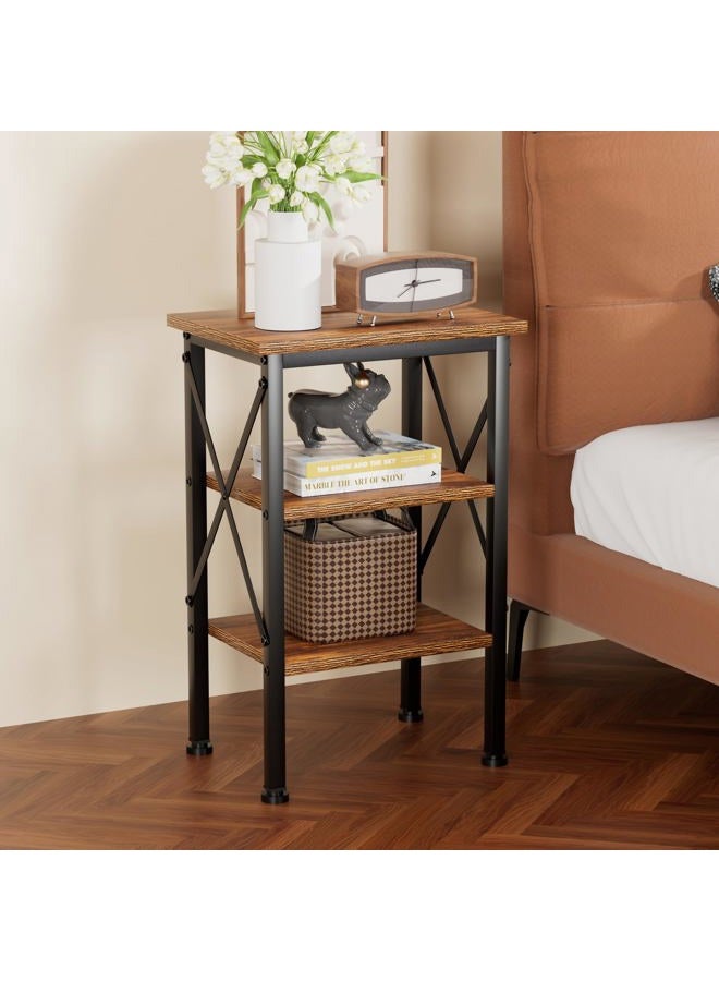 VECELO Modern Nightstands X-Design Side End Table Night Stand with Storage Shelf for Bedroom,Living Room - Image 2