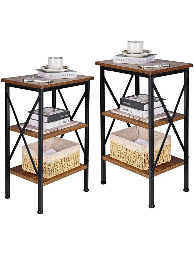 VECELO Modern Nightstands X-Design Side End Table Night Stand with Storage Shelf for Bedroom,Living Room - Image 1
