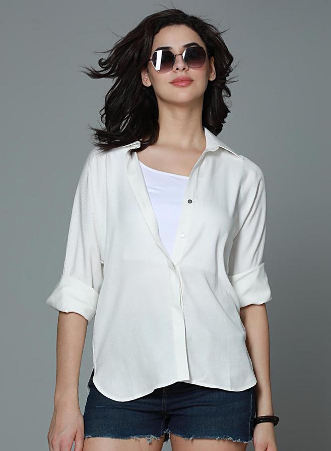 HIGH STAR White Classic Boxy Casual Shirt - Image 2