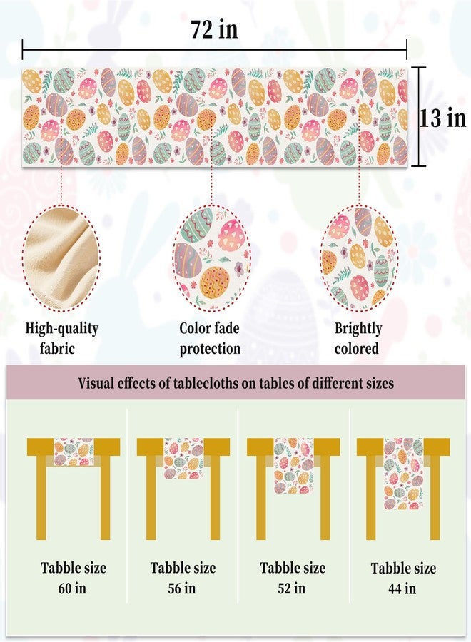 Oeyliz Easter Table Runner Easter Egg Table Runners Kitchen Dining Table Decoration 13x72 Inches Spring Table Runners Table Decoration for Home Party Decor - Image 4