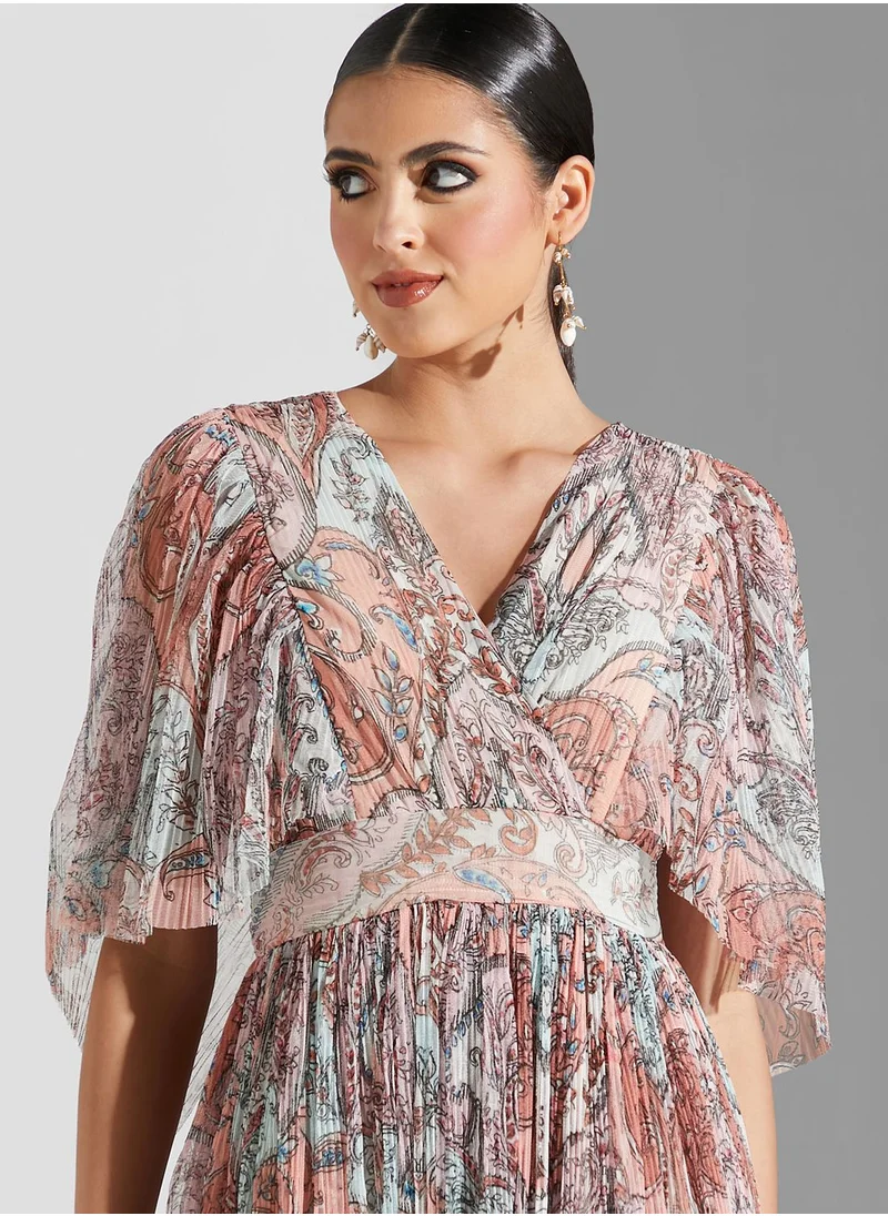 Label RITU KUMAR Pleat Detail Printed Dress