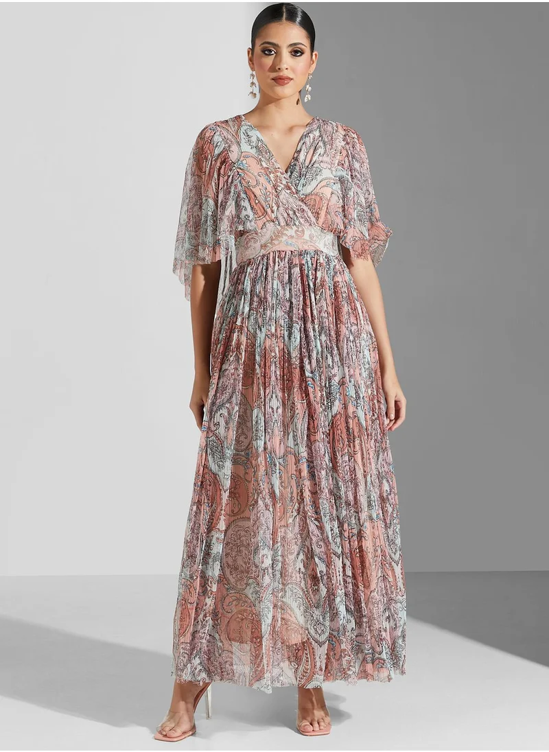 Label RITU KUMAR Pleat Detail Printed Dress