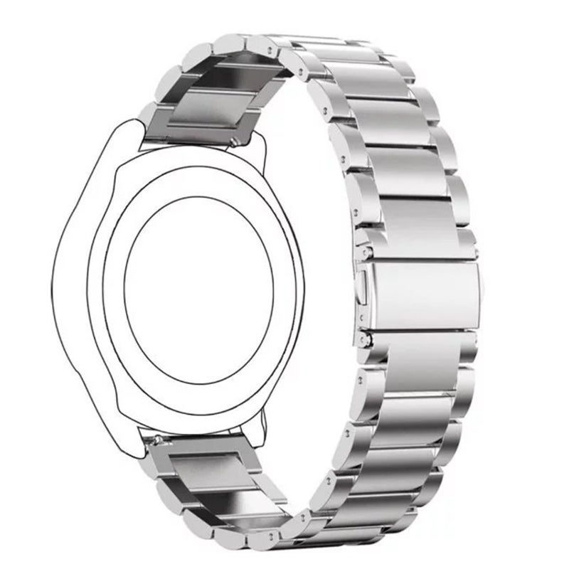 erorex 22Mm For Huawei Watch Gt2E Gt2 46Mm Three Flat Buckle Stainless Steel Watch Band(Silver) - Image 3