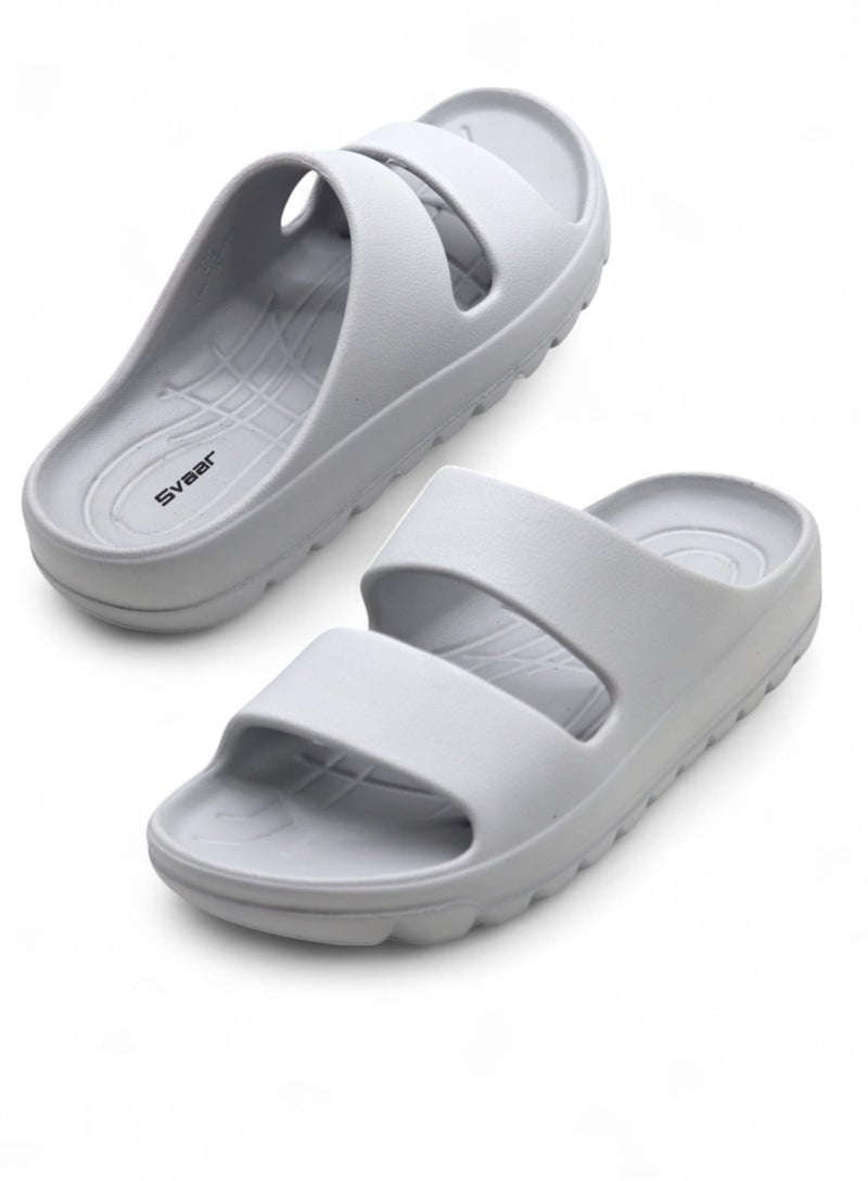 SVAAR Soft EVA Double Strap Slippers for Men | Stylish Anti-Skid Slides with Arch Support & Bouncy Sole | Lightweight Indoor Outdoor Comfort - Image 1