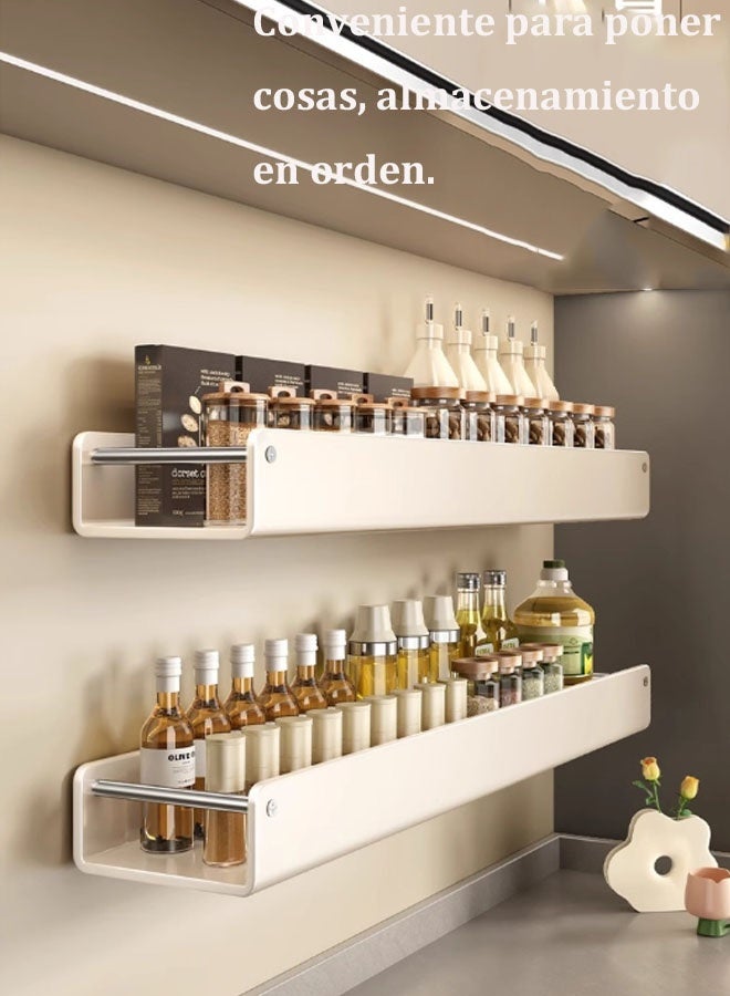 Aikenn Aikenn Versatile Organizer Adhesive Wall-Mounted Seasoning Rack No Punching Required Stainless Steel Storage Shelves Wall Spice Jar Storage Rack Kitchen Shelves For Kitchen And Bathroom 60cm Grey  - Image 3