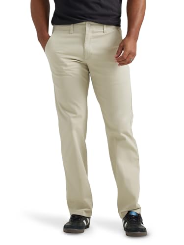 Lee Men's Extreme Motion Flat Front Regular Straight Pant Stone 34W x 34L - Image 3
