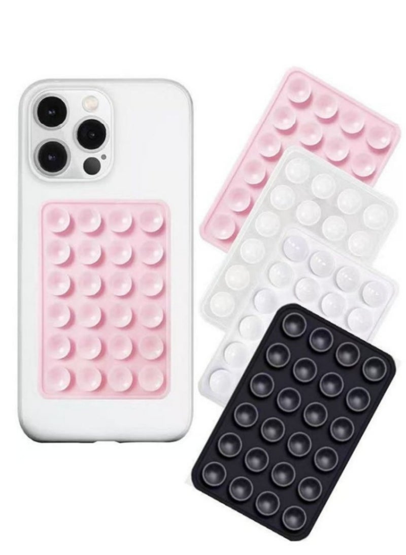 Suction Phone Case Mount – 4-Pack Silicone Suction Grips for iPhone & Android, Anti-Slip Hands-Free Holder for TikTok/Selfies (Pink, Black, White, Transparent) - Image 1