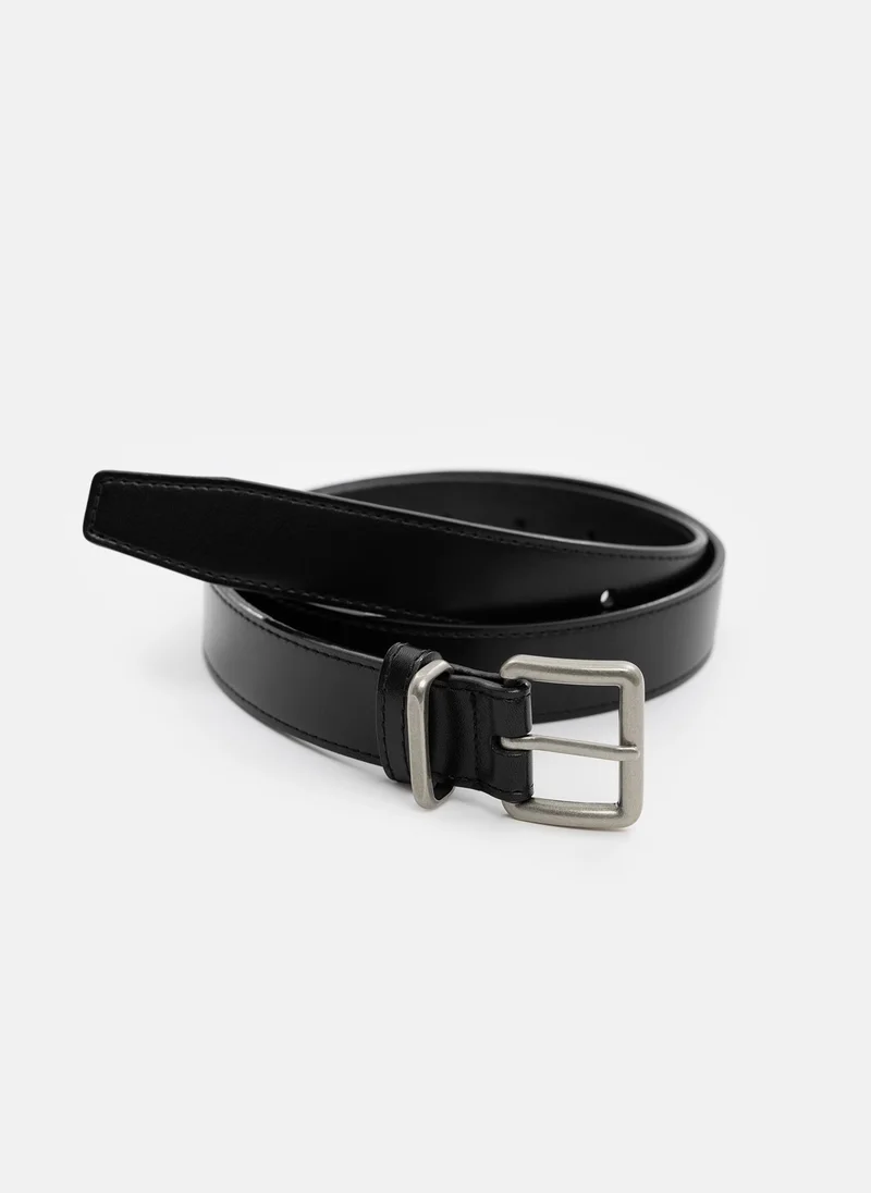 Lichi Leather belt with square buckle