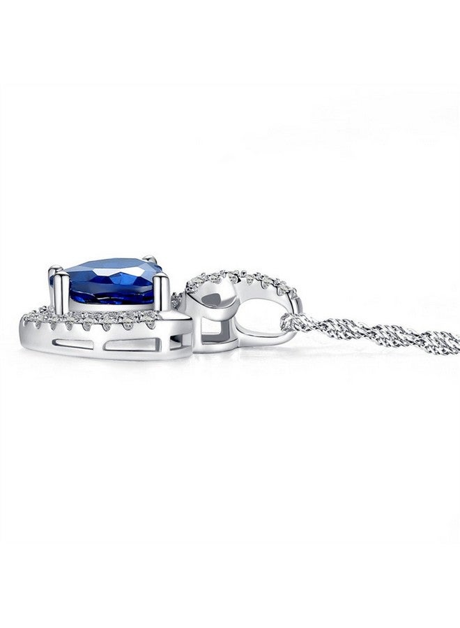 MABELLA Simulated Blue Sapphire Birthstone Heart Necklace Sterling Silver Pendant Gifts For Women - Image 5