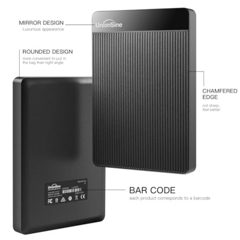UnionSine قرص صلب خارجي بسعة 500 جيجابايت نحيف للغاية ومحمول USB 3.0 قرص صلب لأجهزة الكمبيوتر المكتبية والمحمولة وماك وإكس بوكس ون وإكس بوكس 360 وبي إس 4 أسود -HD2510 - Image 2