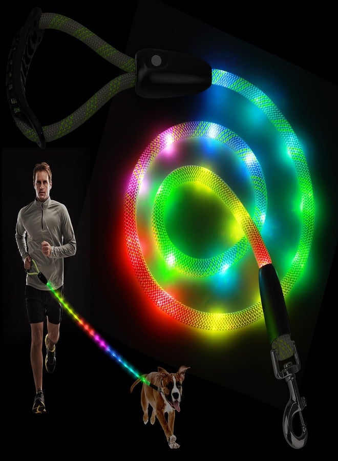 BSEEN Light Up Dog Leash - LED Dog Leash Type-C Rechargeable, 13 Lighting Modes, Glow in The Dark Pet Lead with Soft Handle for Small Medium Large Dogs Night Walking Safety (RGB, 4 Ft) - Image 2