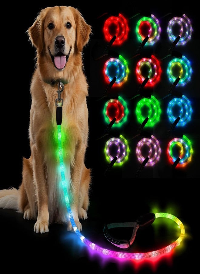 BSEEN Light Up Dog Leash - LED Dog Leash Type-C Rechargeable, 13 Lighting Modes, Glow in The Dark Pet Lead with Soft Handle for Small Medium Large Dogs Night Walking Safety (RGB, 4 Ft) - Image 1