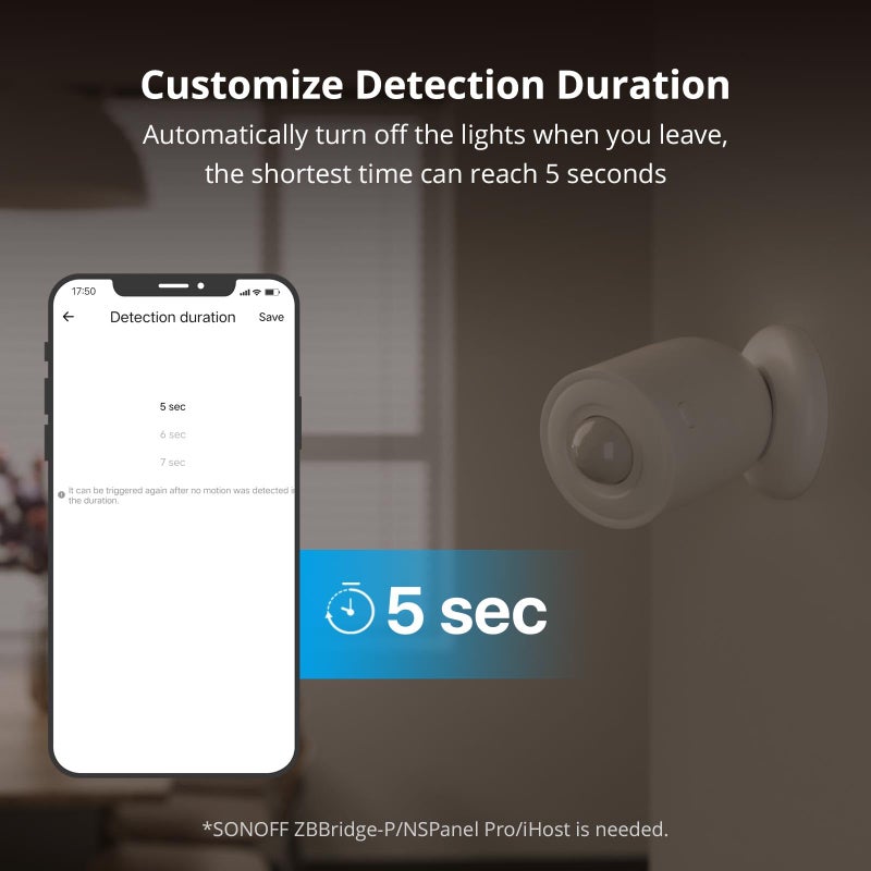 SONOFF SNZB-03P Zigbee Motion Sensor, 3-Year Battery Life, for Alert System and Automations Wireless Motion Detector, SONOFF Zigbee Bridge Required, Batteries Included (1 Pack) - Image 5