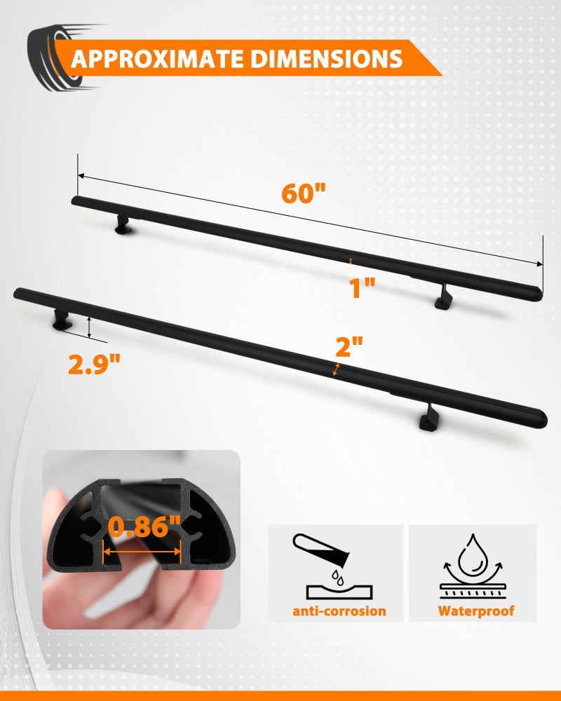 MELIPRON 60" Truck Topper Roof Rack for Pickup Truck Cap, Heavy Duty Aluminum Camper Shell Ladder Rack for Kayak/Canoe, 500lbs, Drilling Required - Image 5