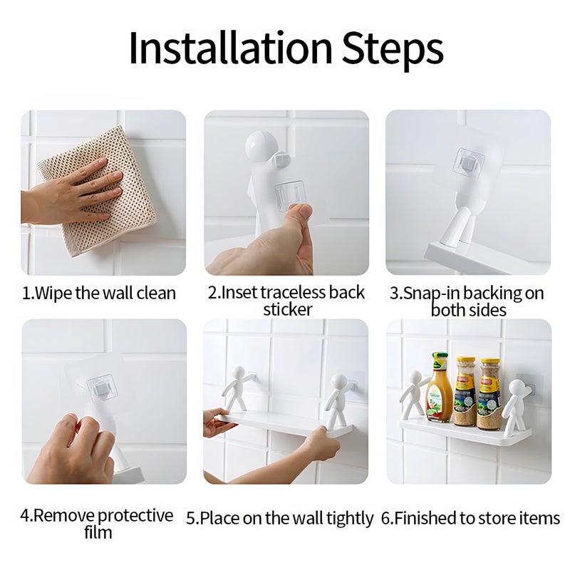 DOOMSDAY رف الحمام المعلق DOOMSDAY، رف استلام المطبخ، تخزين مثبت على الحائط بدون حفر، رف معلق للصابون، الشامبو، وزجاجات الاستحمام، رفوف حمام بلاستيكية لاصقة، تصميم بدون ثقب (1) - Image 2