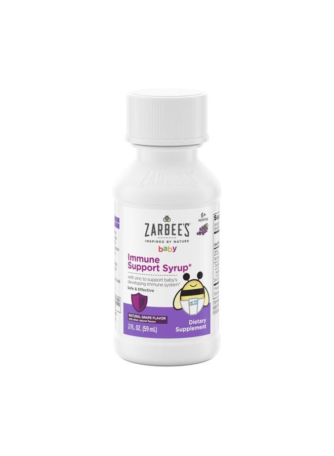 Zarbee's Baby Immune Support with Zinc, Baby & Toddler Vitamin 6 Months+, Includes Syringe for Easy & Accurate Dosing, Natural Grape Flavor, 2oz - Image 2