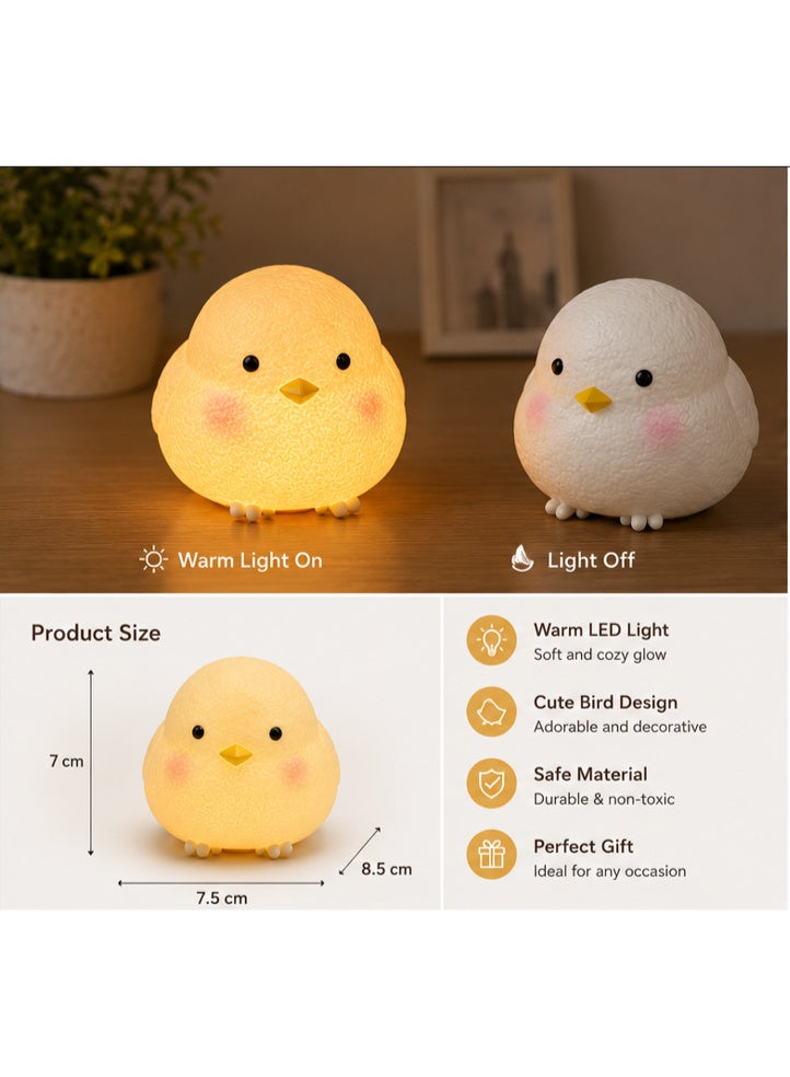 Cute Bird Night Light – Battery Powered Warm LED Lamp for Bedroom, Nursery, Desk & Home Decor - Image 1
