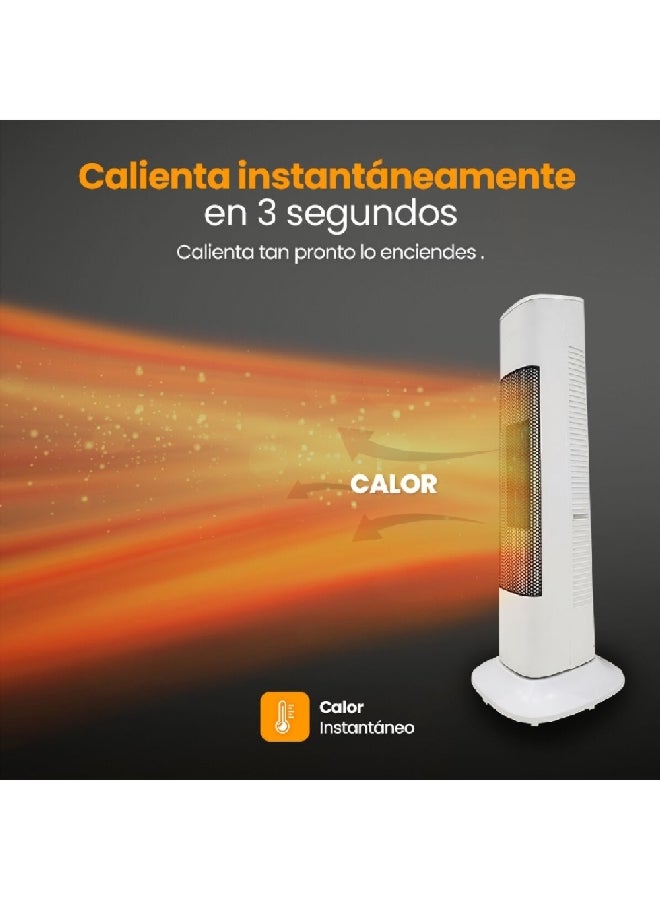 Bonaire 2000W Travel Aire Thermostat Function Ceramic Electric Heater White and Black 63 x 22.5 x 22.5 cm TAE516 - Image 2